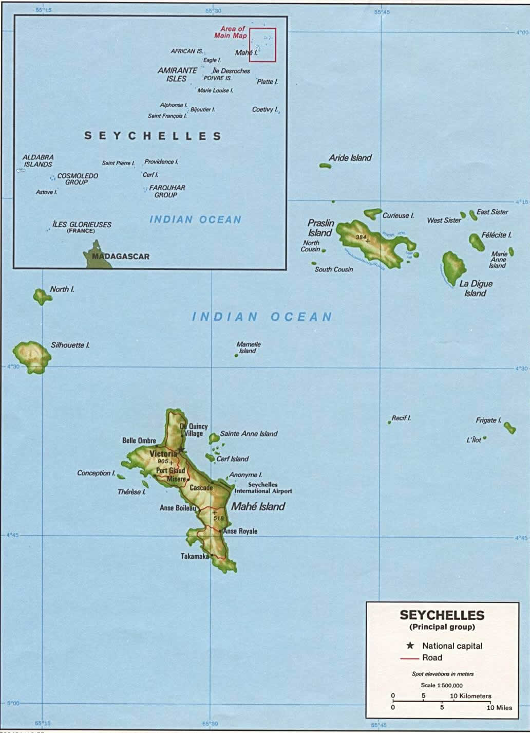 Seychelles carte indien Ocean