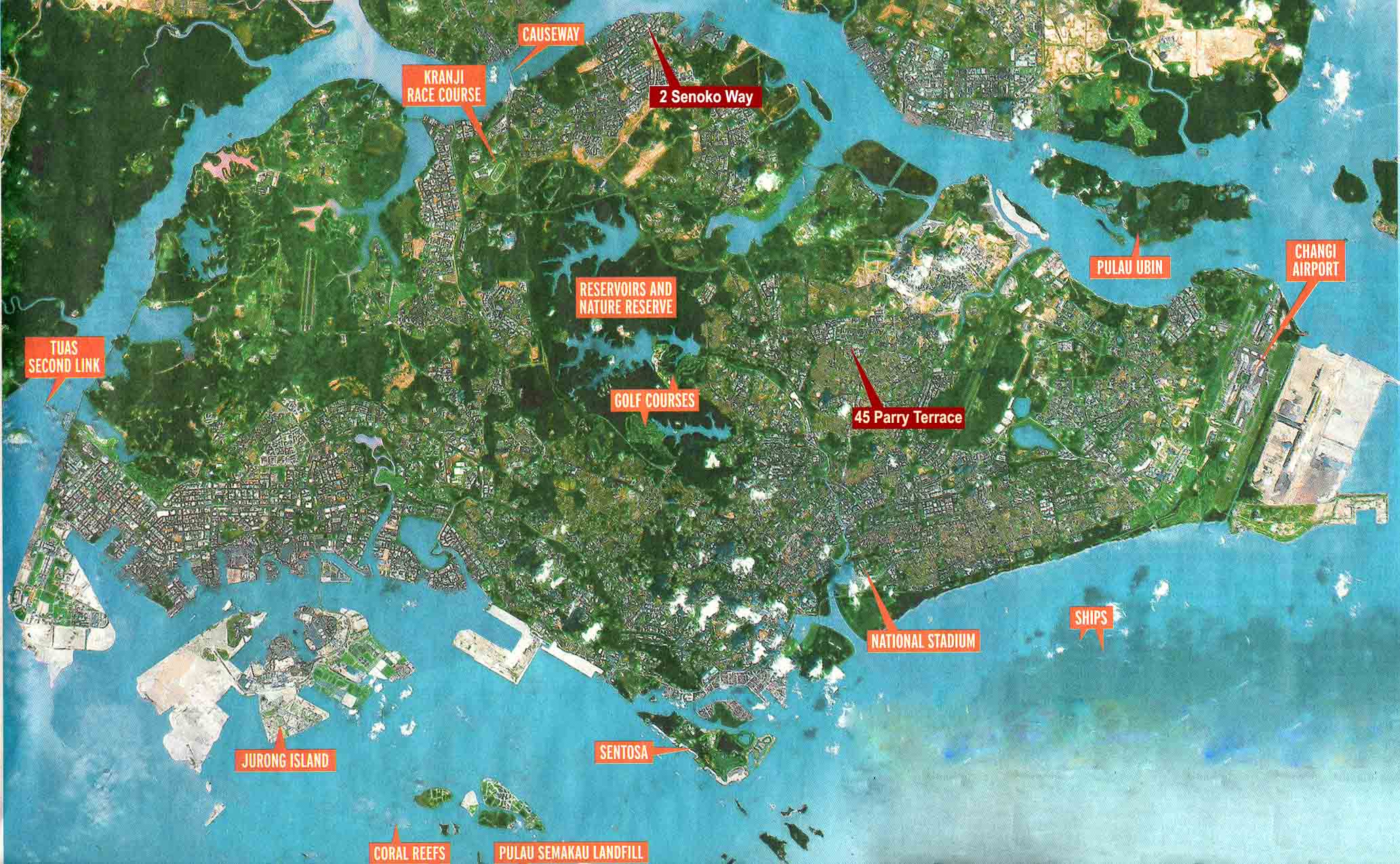 satellite image du singapour