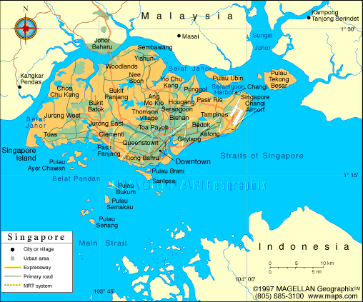 villes carte singapour