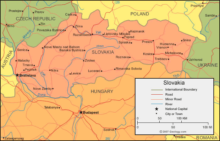 carte du slovaquie