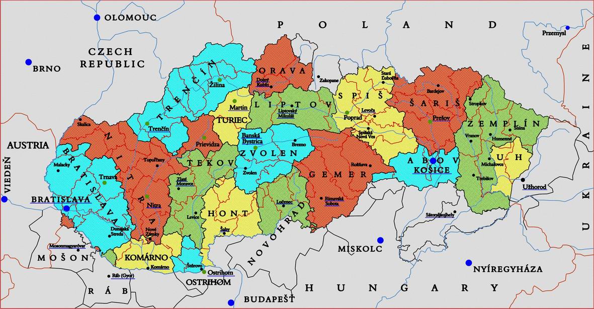 slovaquie regions carte