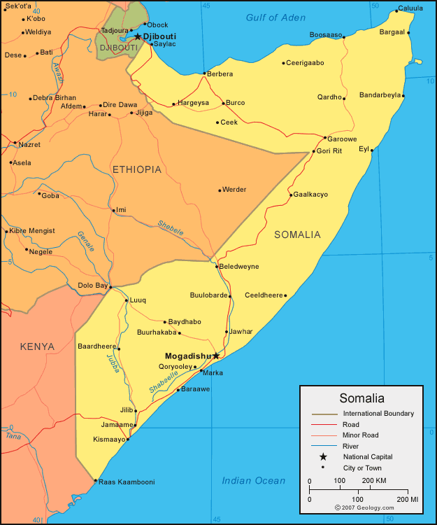 carte du somalie