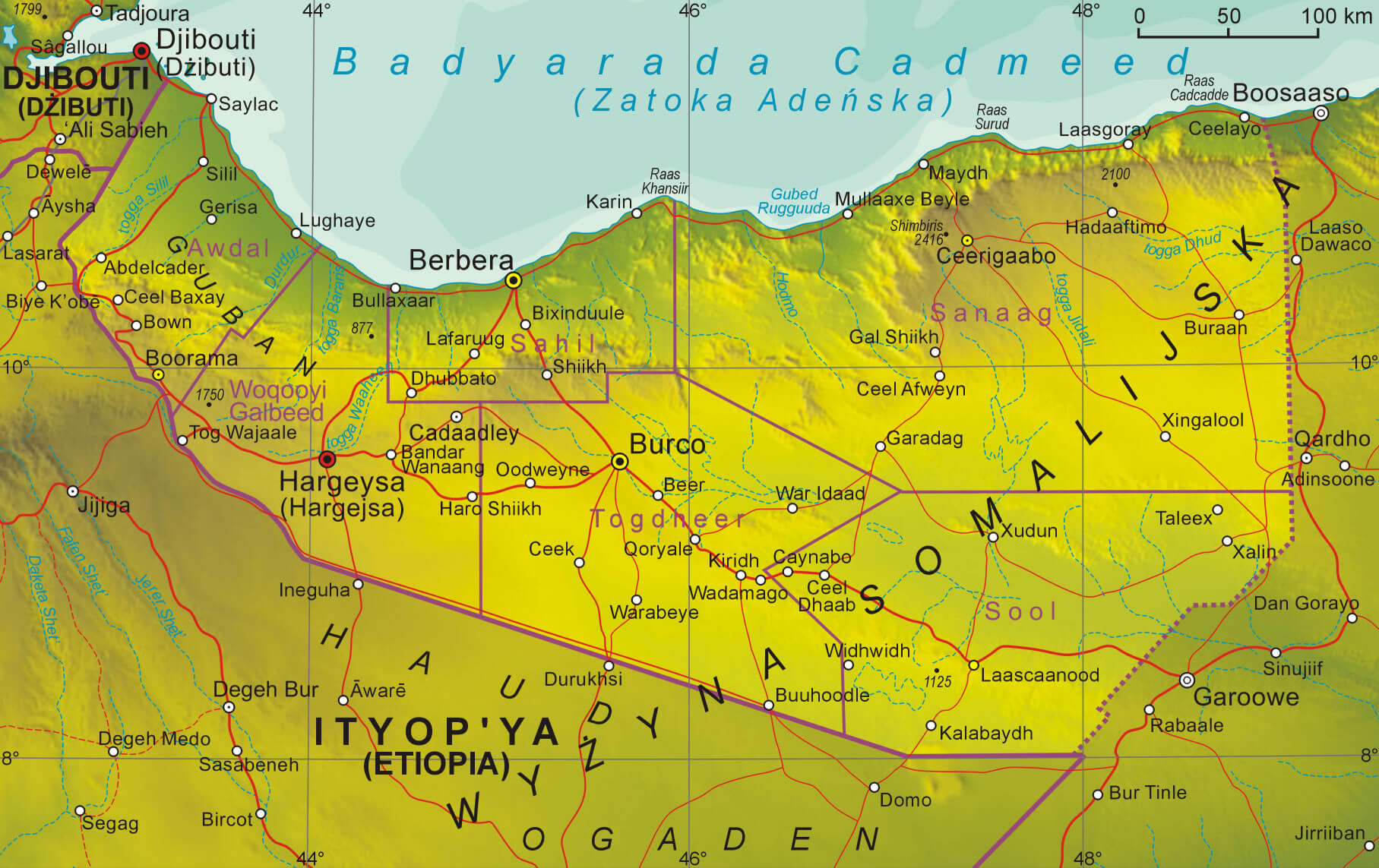 physique carte du somaliland