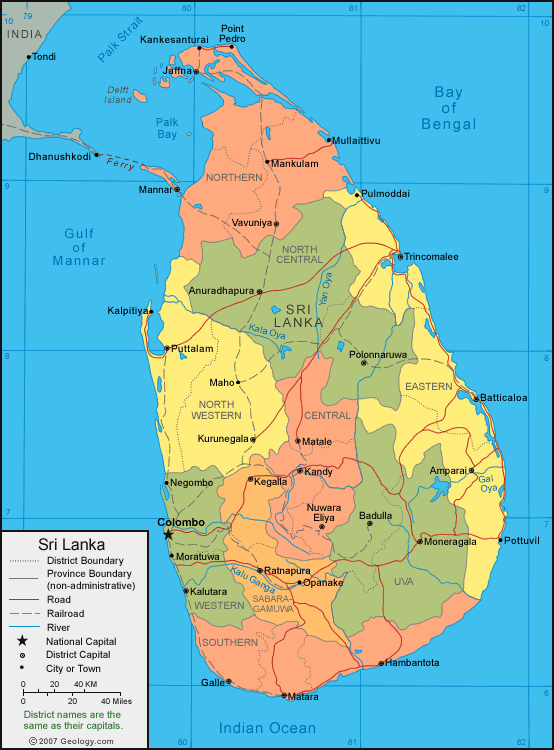 carte du Sri Lanka