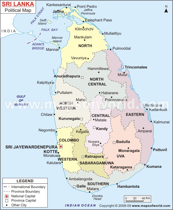 sri lanka politique carte