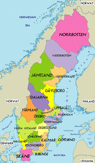 provinces carte du Suede