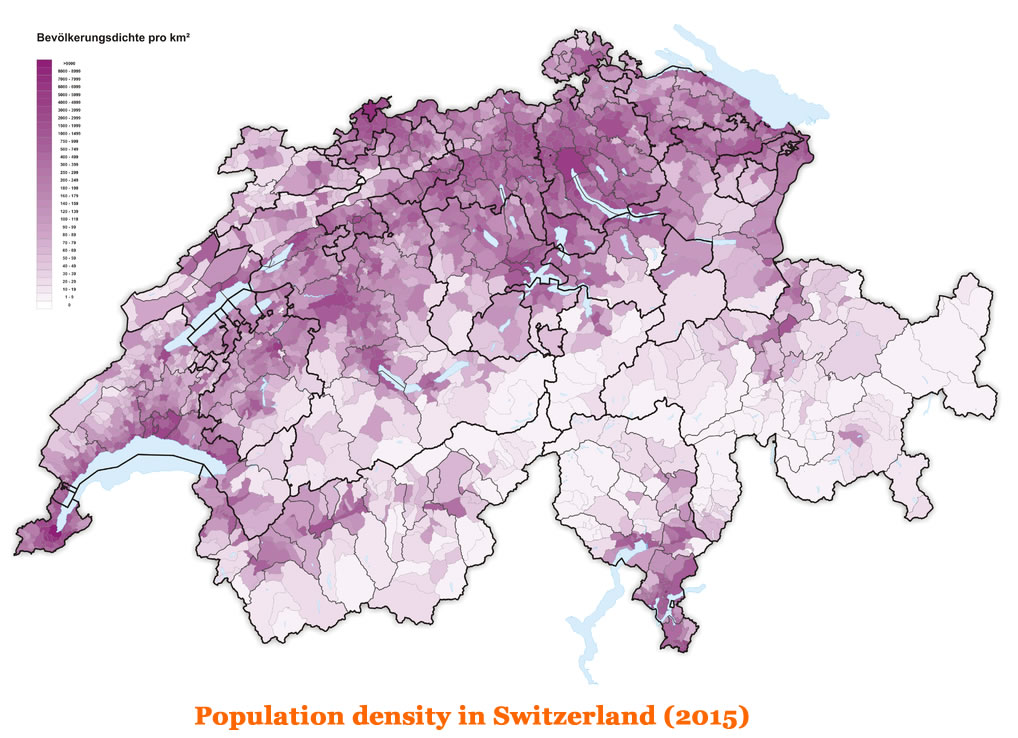 Population Densite en Suisse 2015