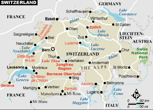 Suisse Carte Frontieres