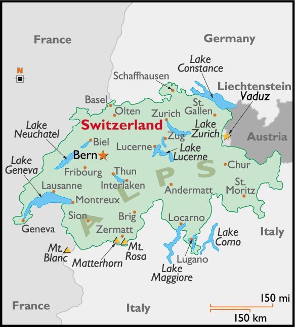 Suisse Carte Lacs