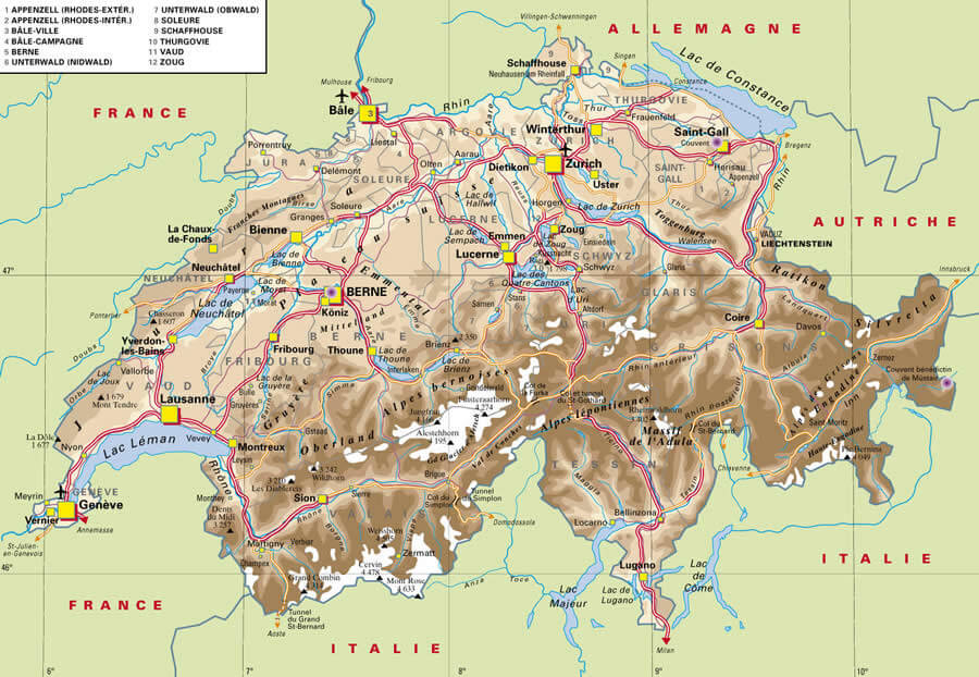 Suisse Route Carte