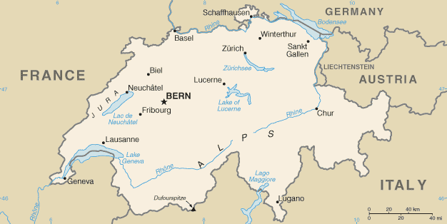 Suisse Villes Carte