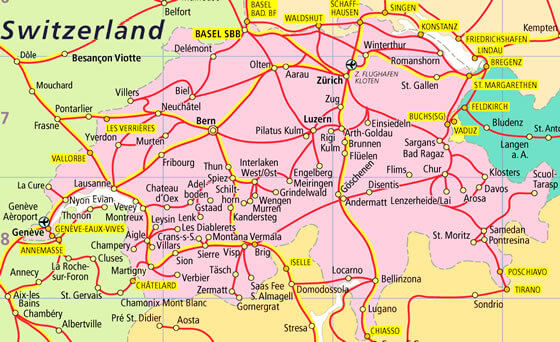 villes carte suisse