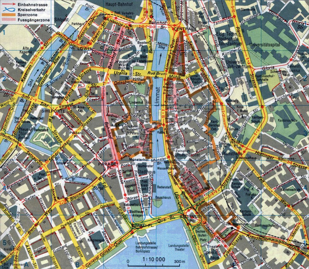 touristique plan de Zurich