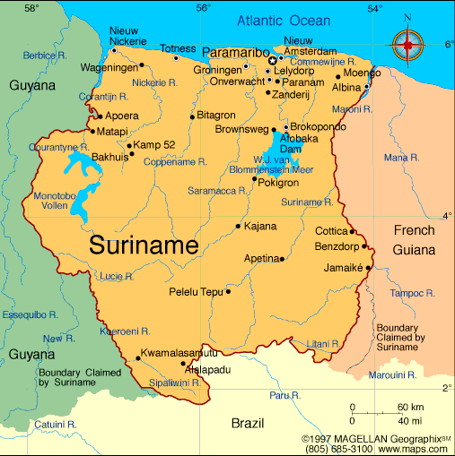 carte du surinam