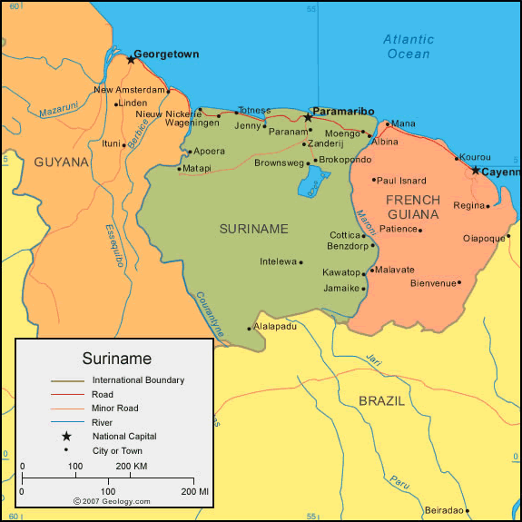 surinam carte