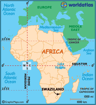 swaziland afrique carte