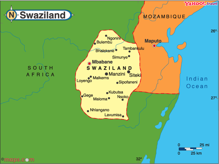 swaziland carte sud afrique