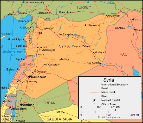carte du syrie carte
