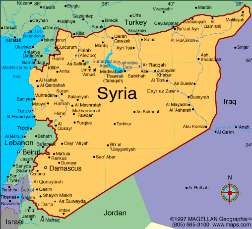 carte du syrie