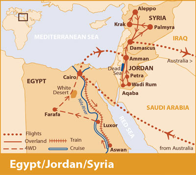 syrie Jordanie egypte carte