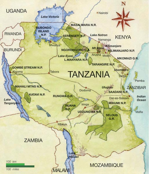 tanzanie regions carte