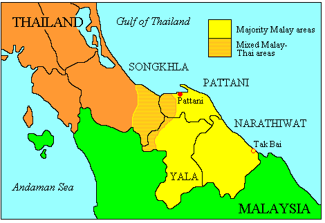 Provinces du Sud Carte de la Thailande