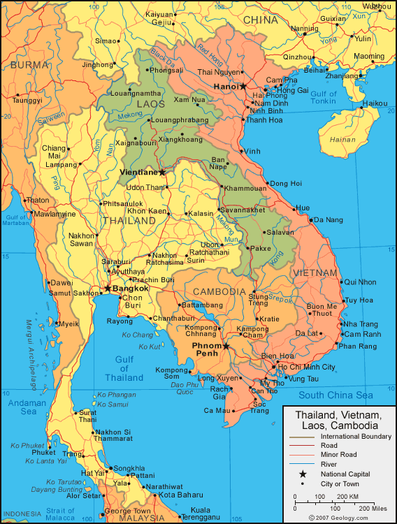 Villes  Carte de la Thailande