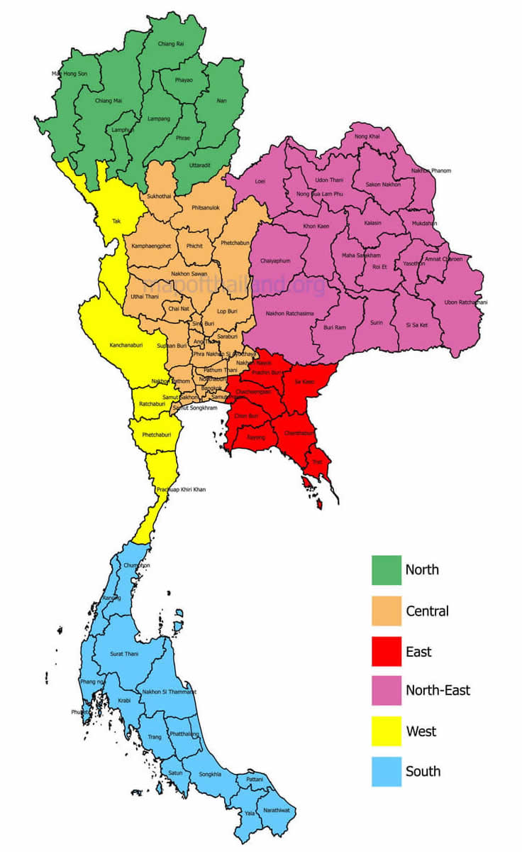 provinces carte thailande