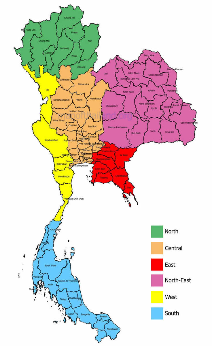 Provinces Carte Thailande