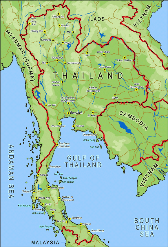 Carte de la Thailande