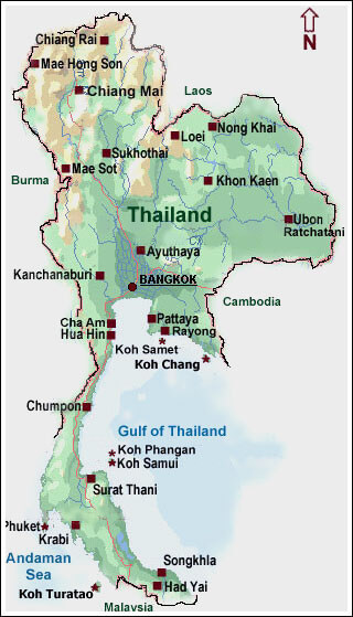 Thailande Grandes Villes Carte