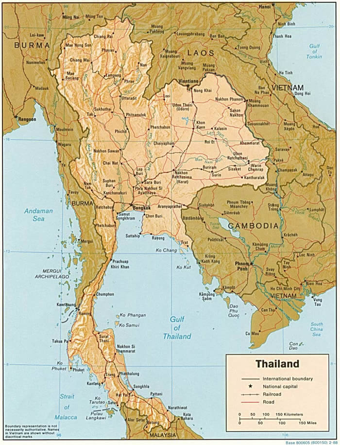 Thailande Carte Physique