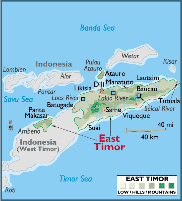 Timor Oriental carte physique