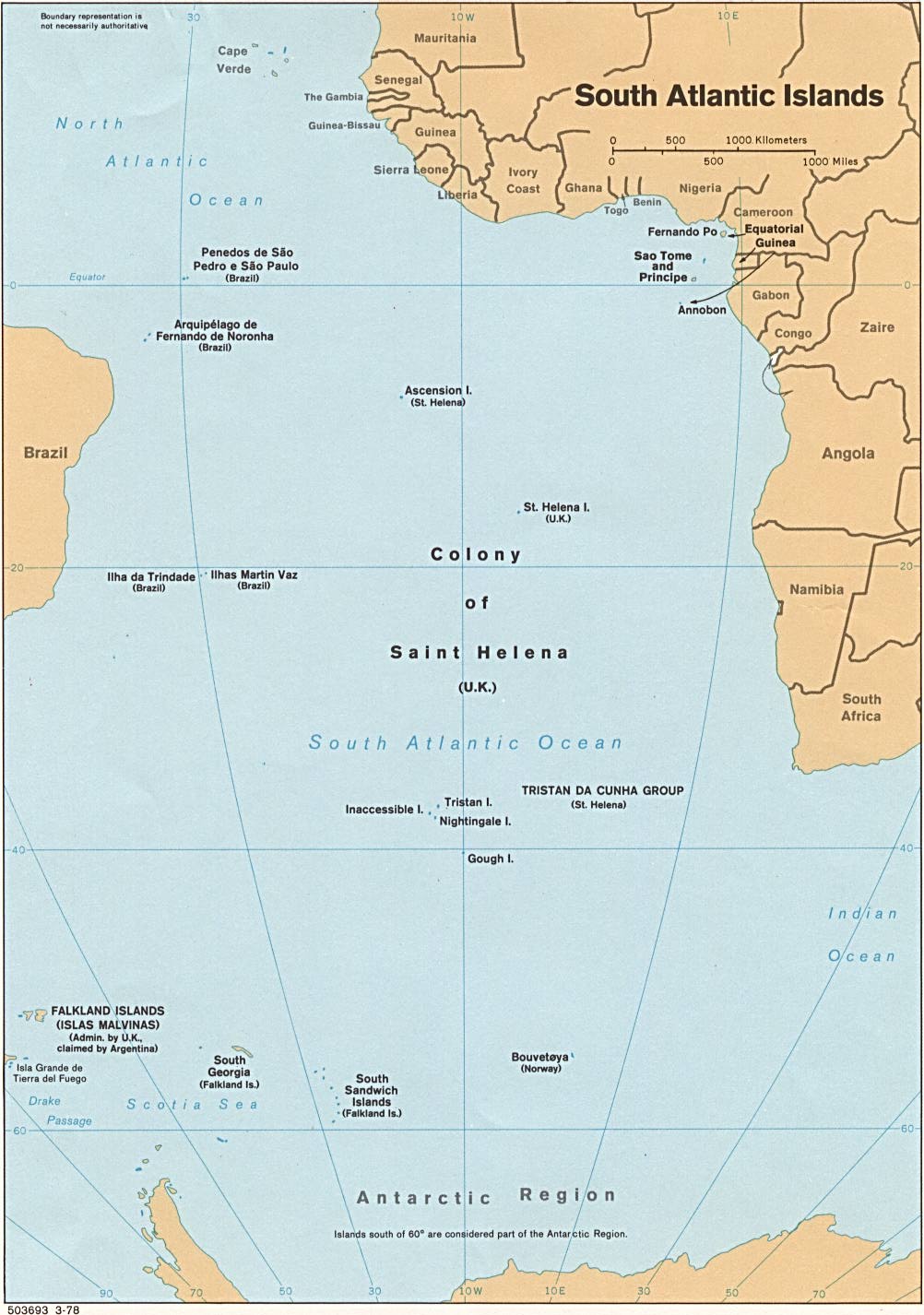 tristan du cunha carte atlantique ocean