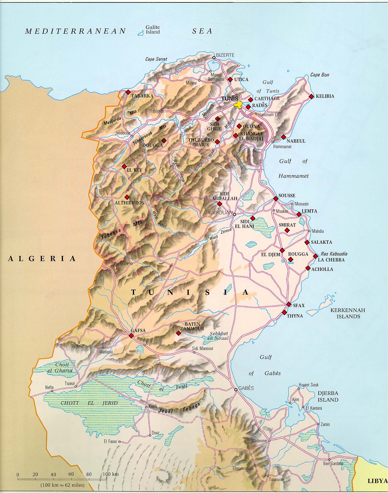 tunisie soulagement carte