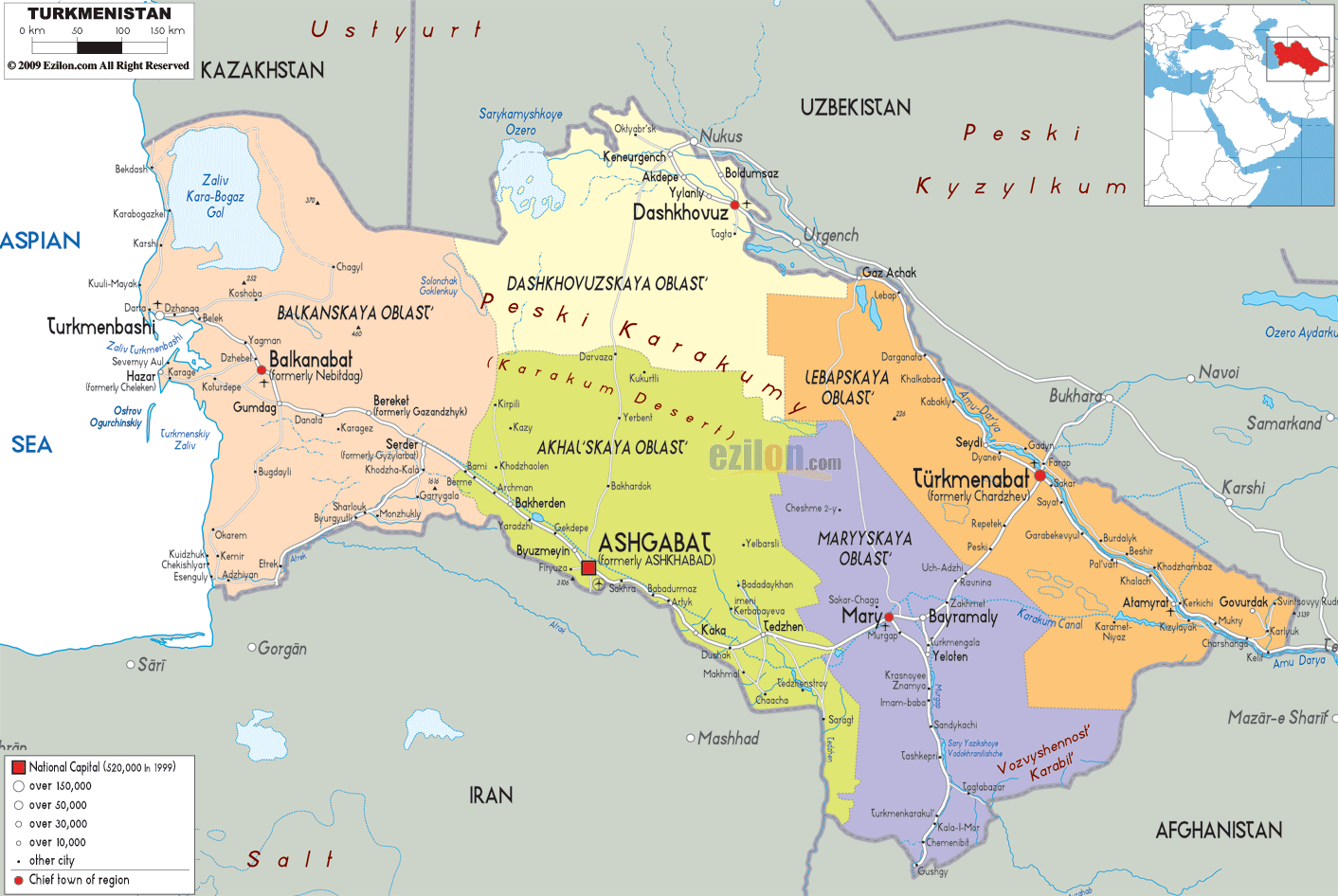 politique carte du turkmenistan