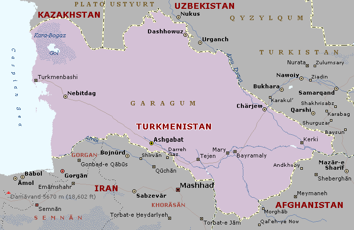 turkmenistan regions carte