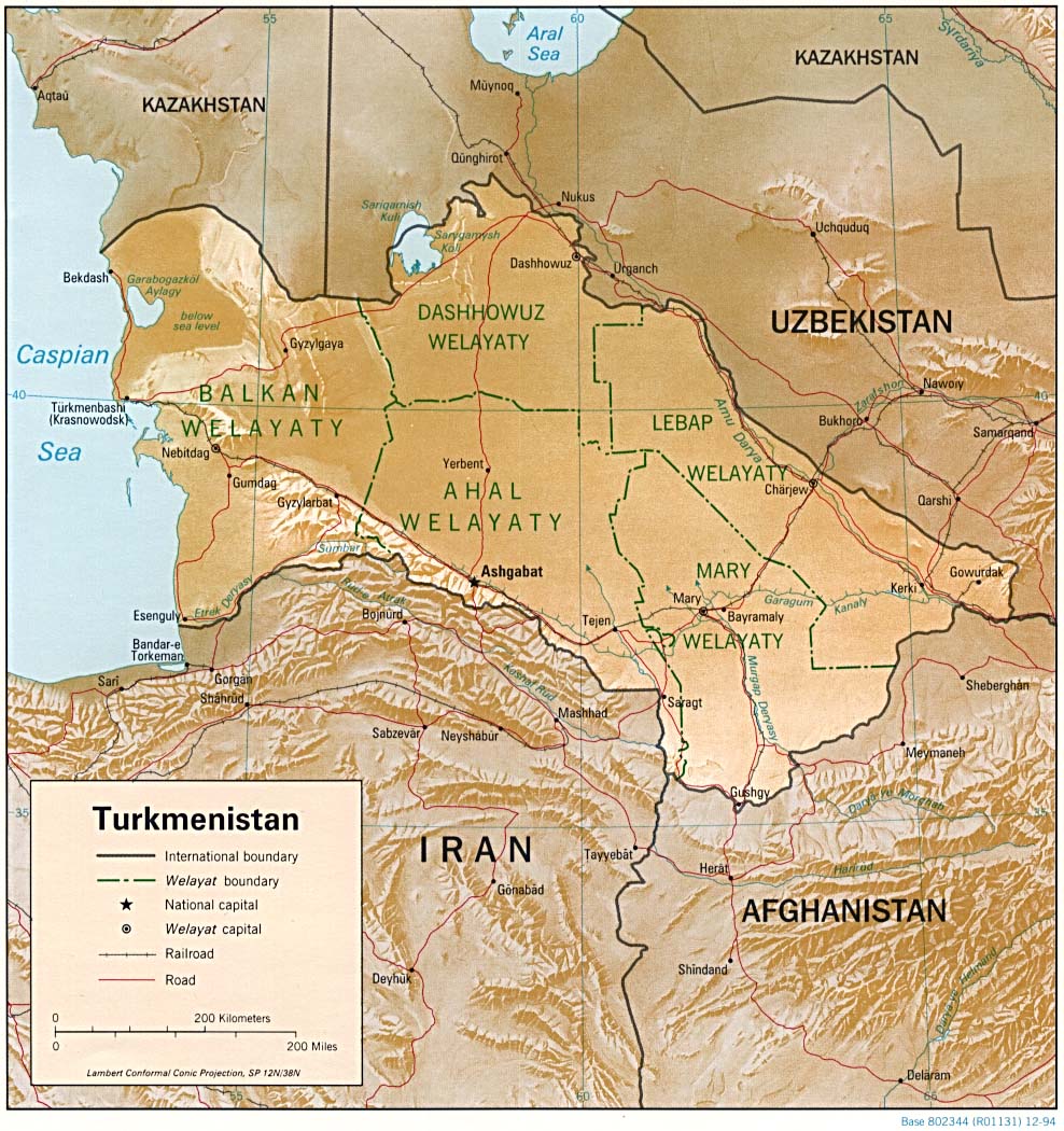 turkmenistan soulagement carte