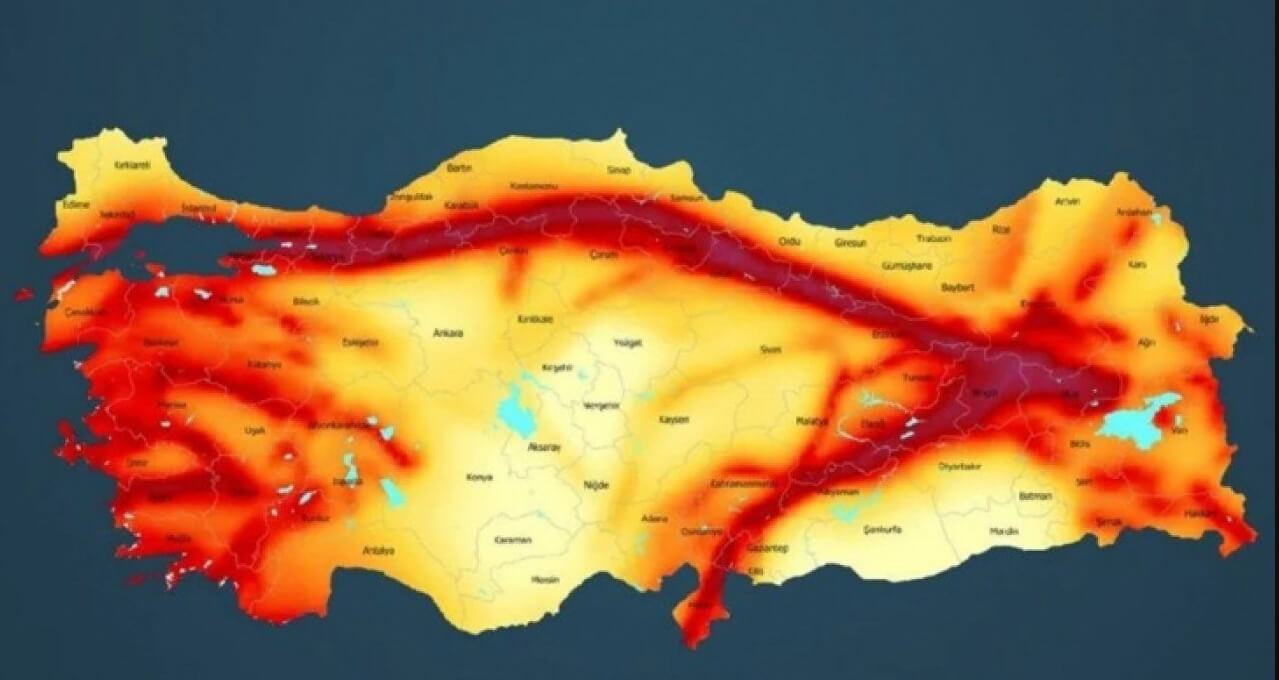 Carte de la ligne de faille sismique en Turquie