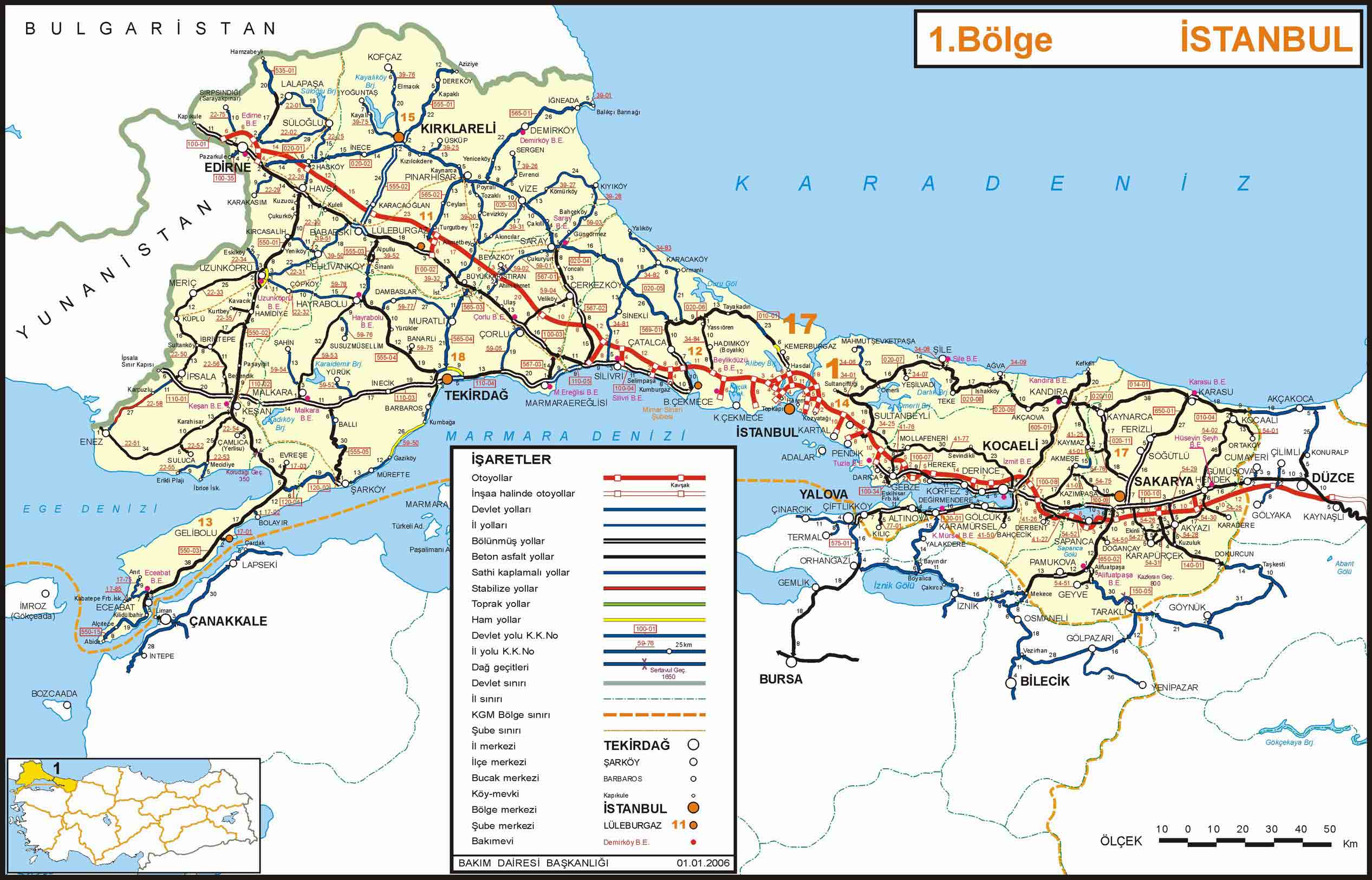 edirne autoroutes plan