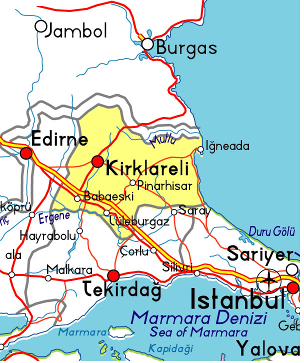 kirklareli route plan istanbul