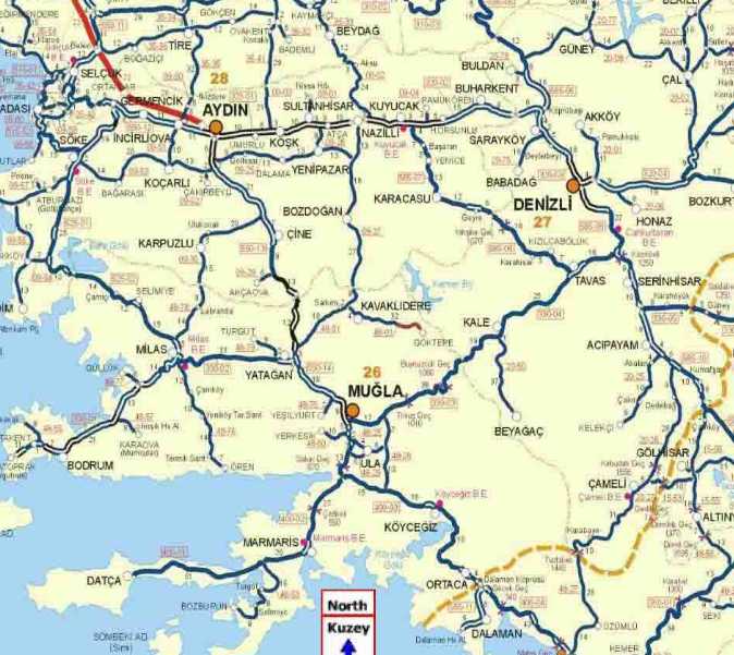 mugla autoroutes plan