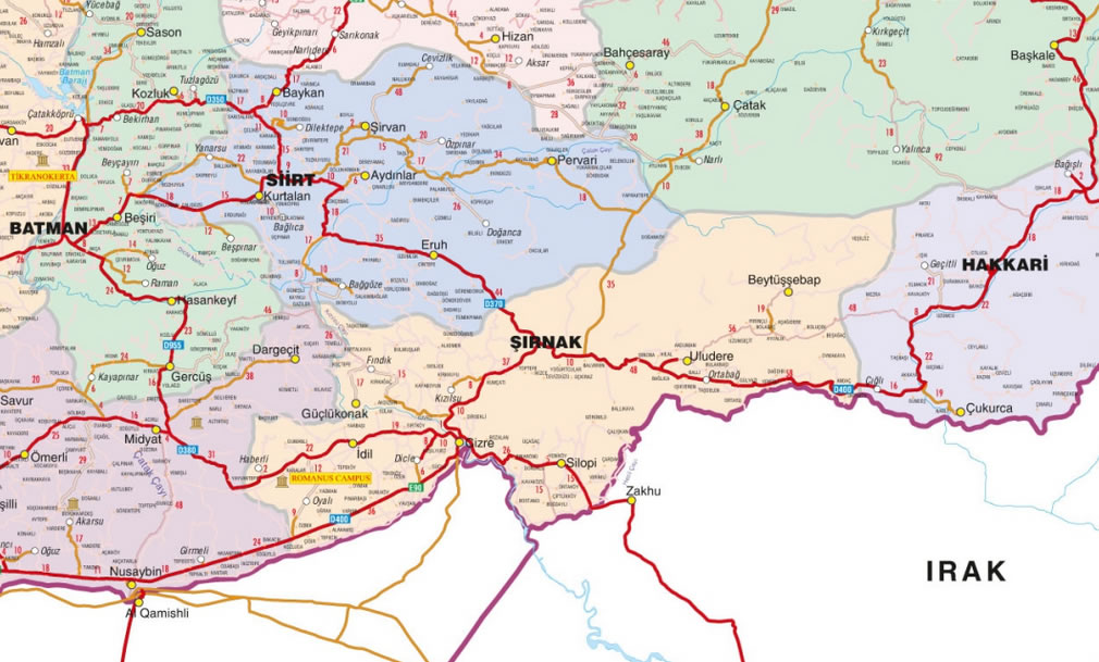 sirnak siirt route plan