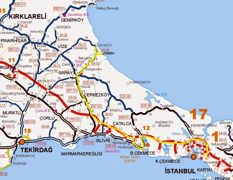 tekirdag istanbul route plan