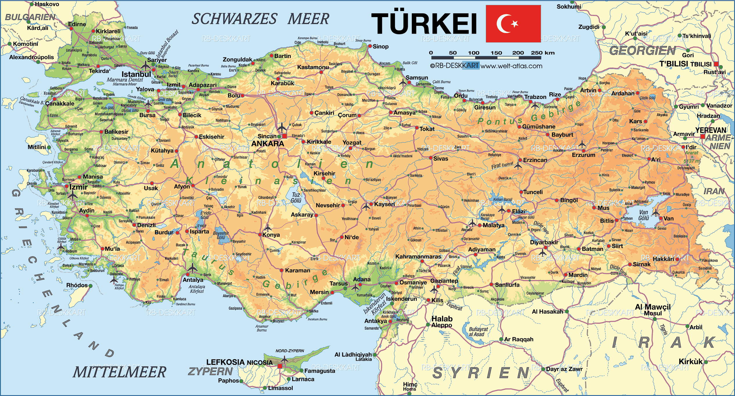 turquie carte physique