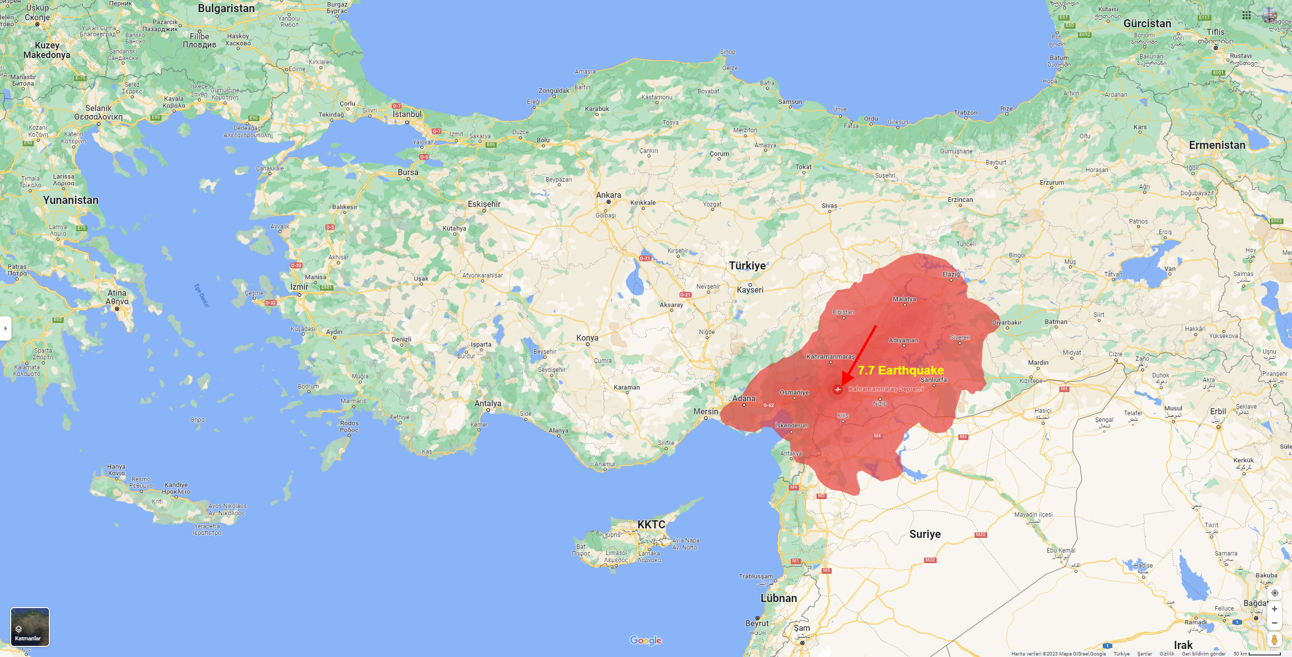 Turquie Séisme 2023 Zones touchées