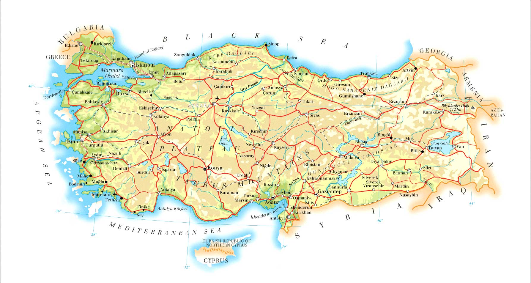 turquie carte anglais