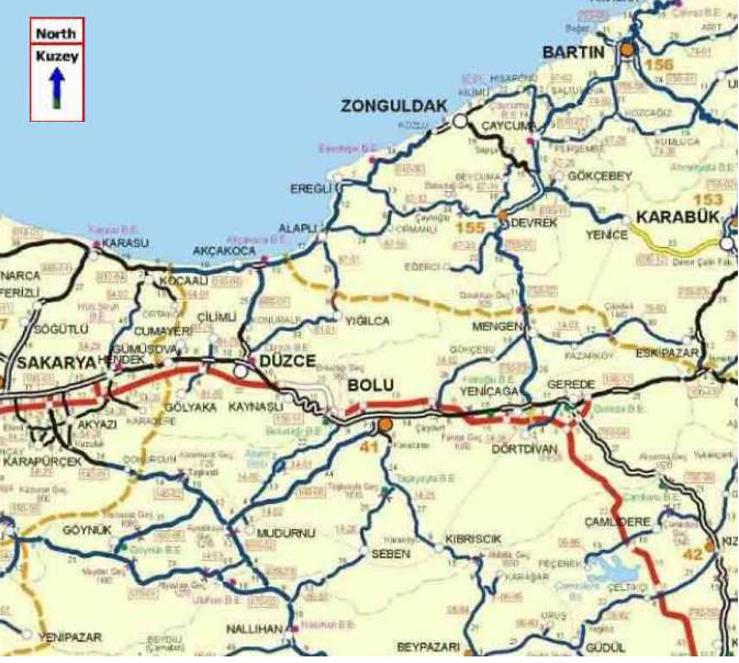 zonguldak karabuk route plan