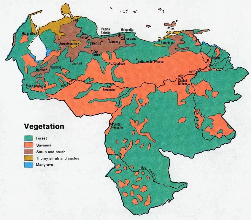 venezuela vegetation carte