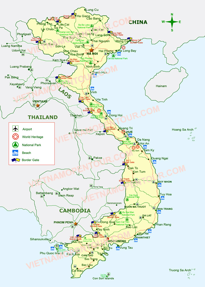 vietnam carte thailande laos